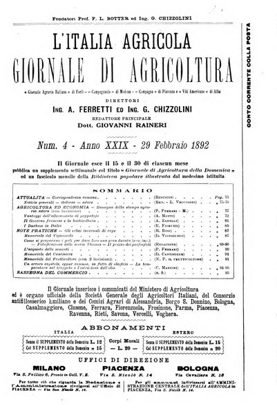 L' Italia agricola giornale di agricoltura