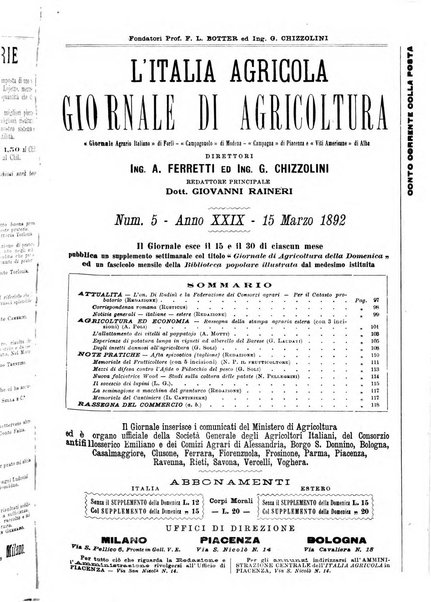 L' Italia agricola giornale di agricoltura