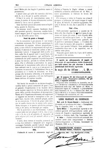 L' Italia agricola giornale di agricoltura