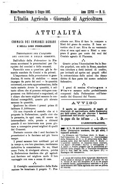 L' Italia agricola giornale di agricoltura