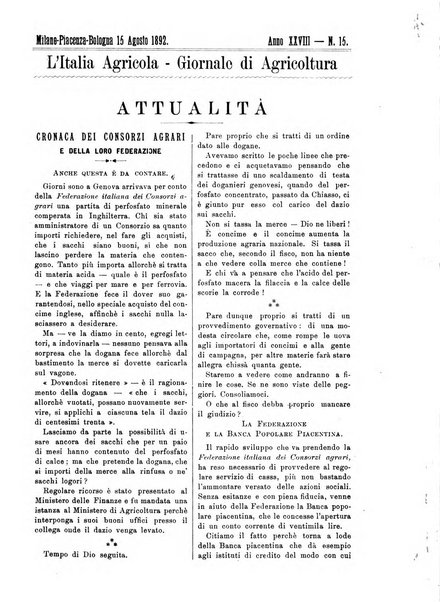 L' Italia agricola giornale di agricoltura