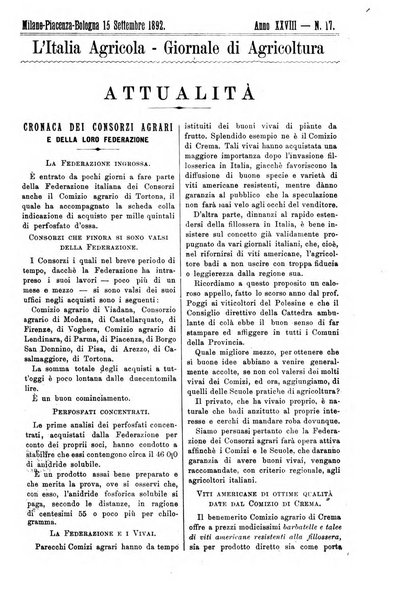 L' Italia agricola giornale di agricoltura