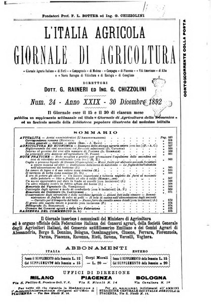 L' Italia agricola giornale di agricoltura