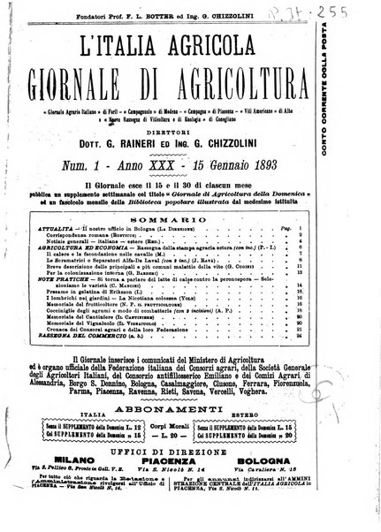 L' Italia agricola giornale di agricoltura