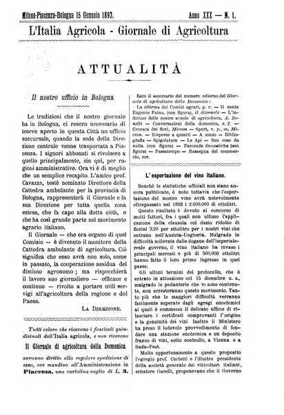 L' Italia agricola giornale di agricoltura