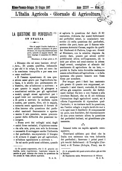 L' Italia agricola giornale di agricoltura