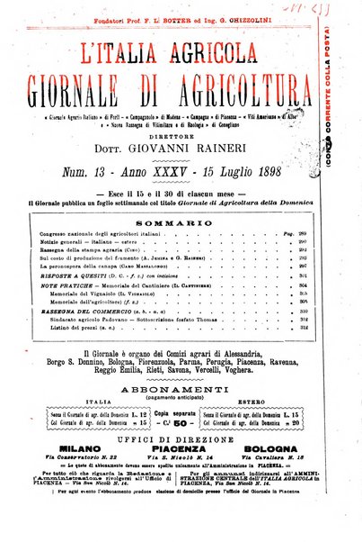 L' Italia agricola giornale di agricoltura