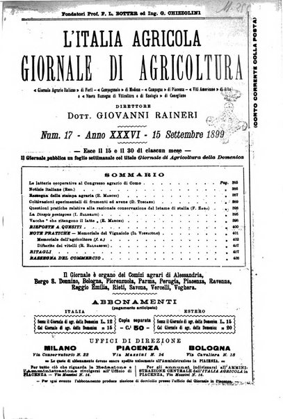 L' Italia agricola giornale di agricoltura