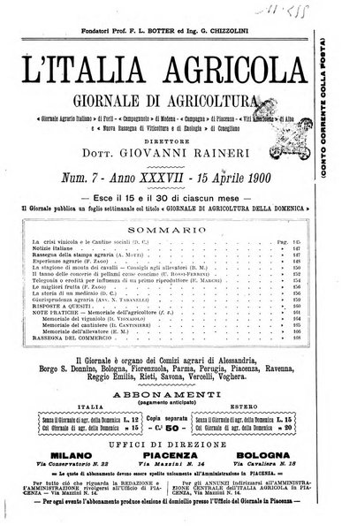 L' Italia agricola giornale di agricoltura