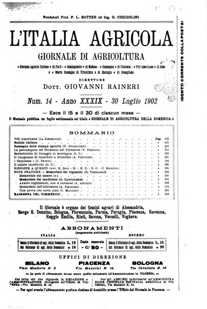 L' Italia agricola giornale di agricoltura