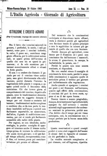 L' Italia agricola giornale di agricoltura