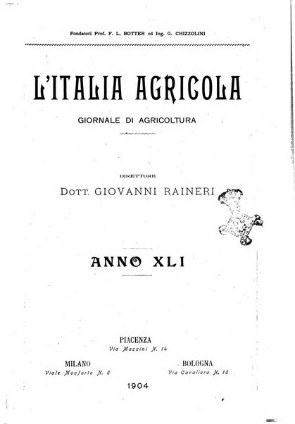 L' Italia agricola giornale di agricoltura