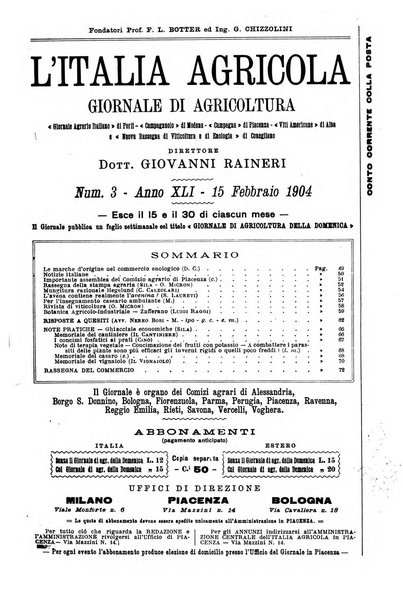 L' Italia agricola giornale di agricoltura