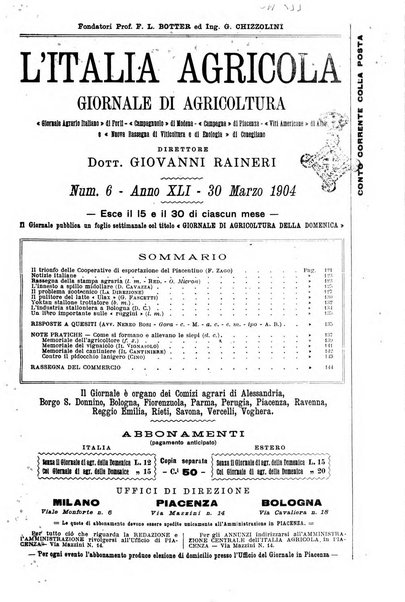 L' Italia agricola giornale di agricoltura