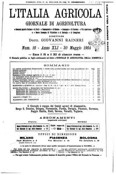 L' Italia agricola giornale di agricoltura