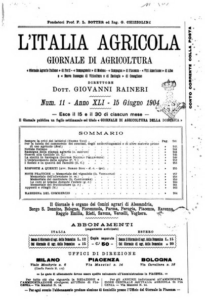 L' Italia agricola giornale di agricoltura