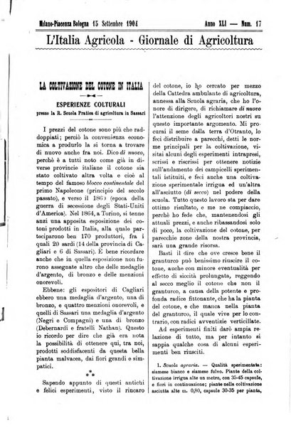 L' Italia agricola giornale di agricoltura