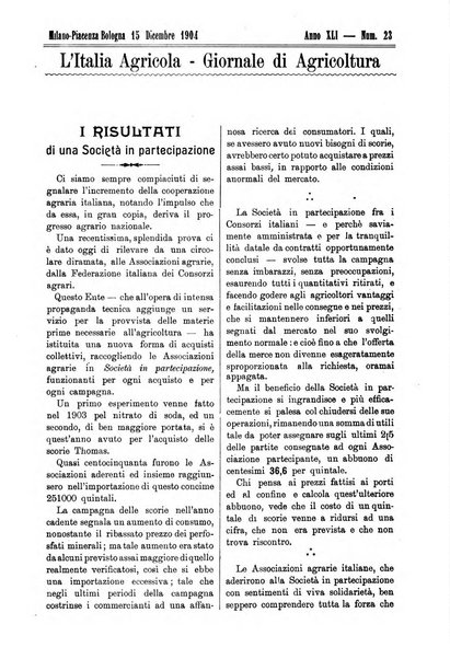 L' Italia agricola giornale di agricoltura