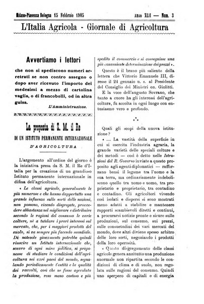 L' Italia agricola giornale di agricoltura