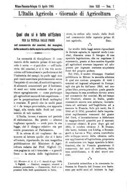 L' Italia agricola giornale di agricoltura