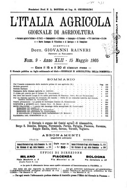 L' Italia agricola giornale di agricoltura