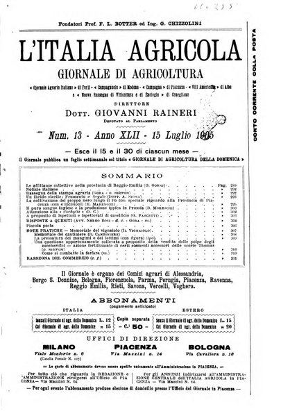 L' Italia agricola giornale di agricoltura