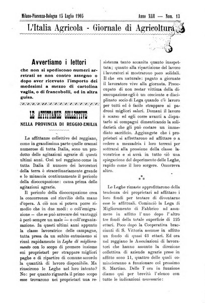 L' Italia agricola giornale di agricoltura