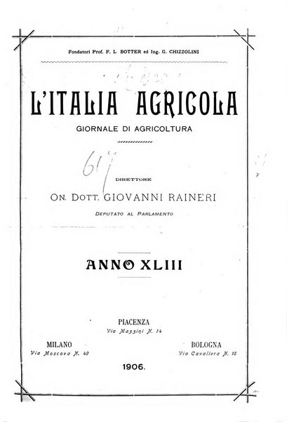 L' Italia agricola giornale di agricoltura