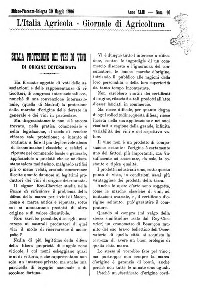 L' Italia agricola giornale di agricoltura