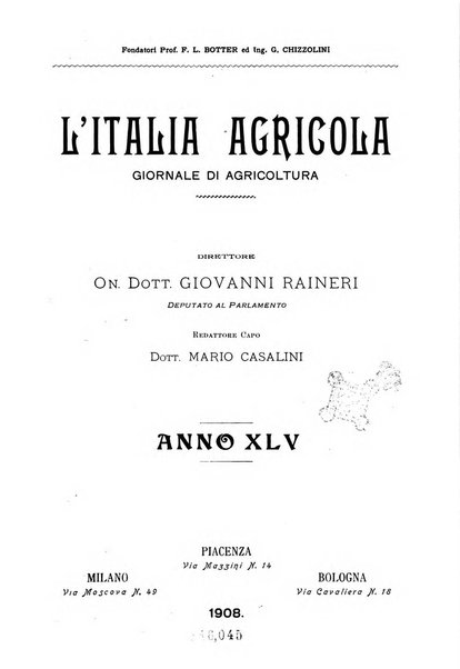 L' Italia agricola giornale di agricoltura