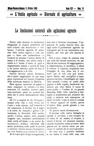 L' Italia agricola giornale di agricoltura