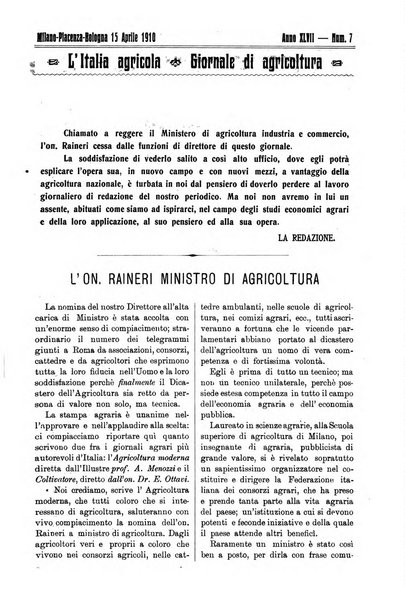 L' Italia agricola giornale di agricoltura