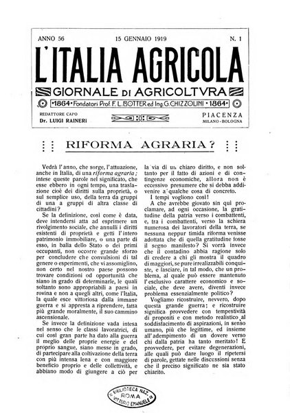 L' Italia agricola giornale di agricoltura