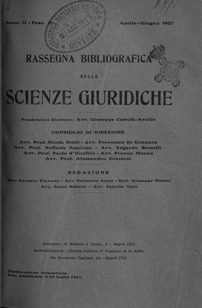 Rassegna bibliografica delle scienze giuridiche