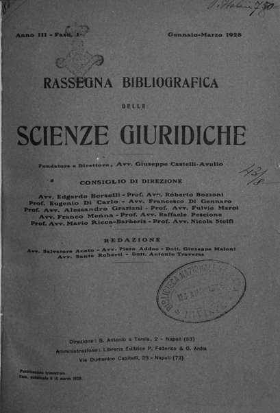 Rassegna bibliografica delle scienze giuridiche