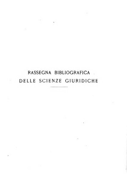 Rassegna bibliografica delle scienze giuridiche