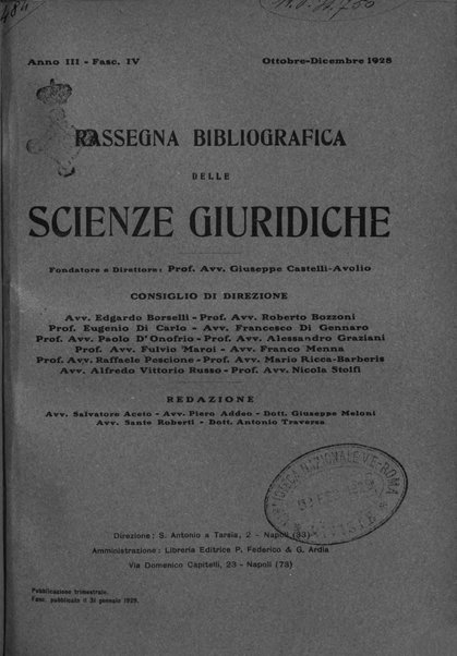 Rassegna bibliografica delle scienze giuridiche