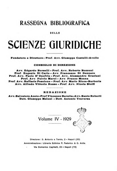 Rassegna bibliografica delle scienze giuridiche