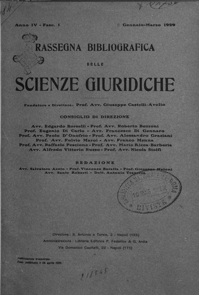 Rassegna bibliografica delle scienze giuridiche