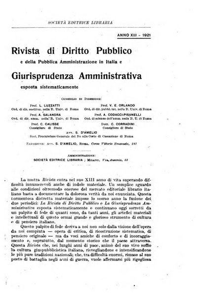 Rivista di diritto pubblico e della pubblica amministrazione in Italia e giurisprudenza amministrativa esposta sistematicamente