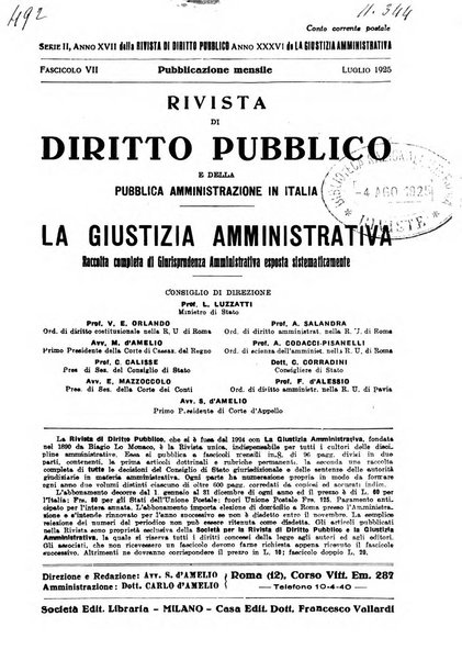 Rivista di diritto pubblico e della pubblica amministrazione in Italia. La giustizia amministrativa raccolta completa di giurisprudenza amministrativa esposta sistematicamente