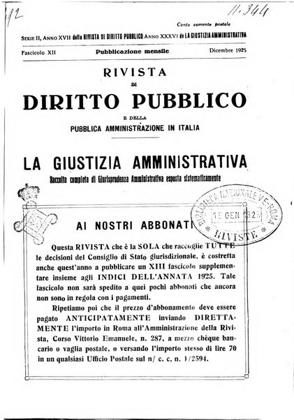 Rivista di diritto pubblico e della pubblica amministrazione in Italia. La giustizia amministrativa raccolta completa di giurisprudenza amministrativa esposta sistematicamente