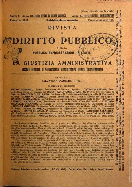 Rivista di diritto pubblico e della pubblica amministrazione in Italia. La giustizia amministrativa raccolta completa di giurisprudenza amministrativa esposta sistematicamente