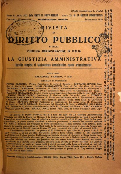 Rivista di diritto pubblico e della pubblica amministrazione in Italia. La giustizia amministrativa raccolta completa di giurisprudenza amministrativa esposta sistematicamente