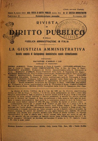 Rivista di diritto pubblico e della pubblica amministrazione in Italia. La giustizia amministrativa raccolta completa di giurisprudenza amministrativa esposta sistematicamente