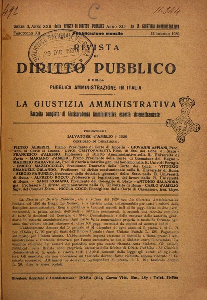 Rivista di diritto pubblico e della pubblica amministrazione in Italia. La giustizia amministrativa raccolta completa di giurisprudenza amministrativa esposta sistematicamente