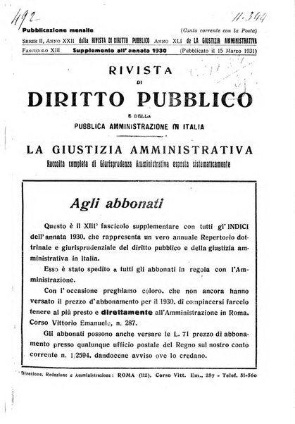 Rivista di diritto pubblico e della pubblica amministrazione in Italia. La giustizia amministrativa raccolta completa di giurisprudenza amministrativa esposta sistematicamente