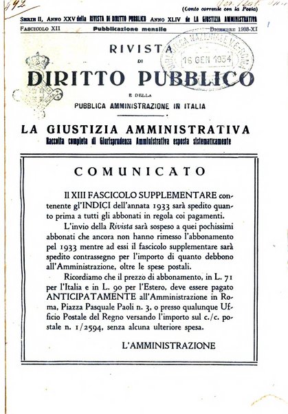 Rivista di diritto pubblico e della pubblica amministrazione in Italia. La giustizia amministrativa raccolta completa di giurisprudenza amministrativa esposta sistematicamente