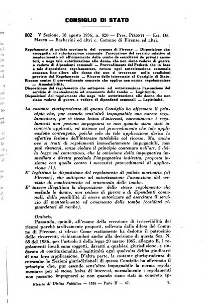 Rivista di diritto pubblico e della pubblica amministrazione in Italia. La giustizia amministrativa raccolta completa di giurisprudenza amministrativa esposta sistematicamente