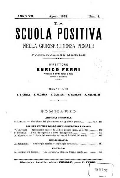 La scuola positiva nella giurisprudenza penale